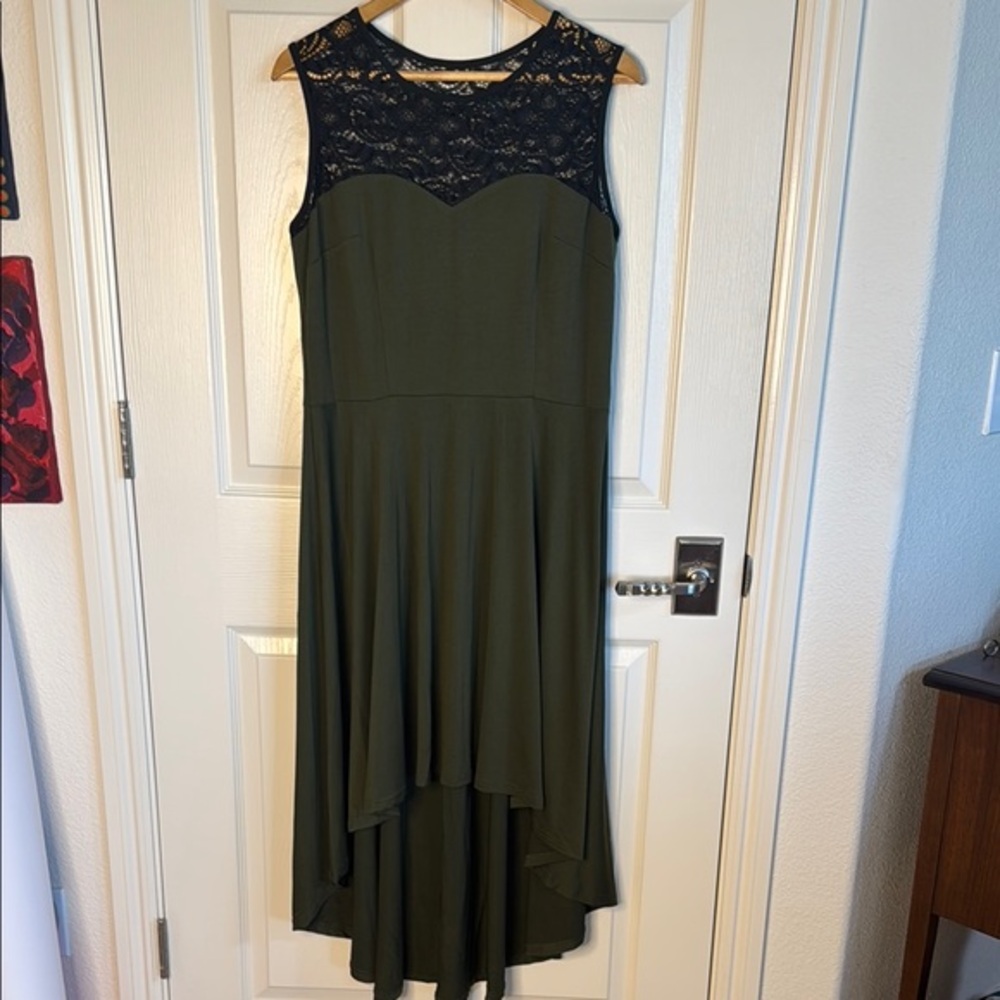 Elegant Green Sleeveless High Low Sundress